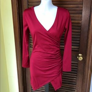 Maroon Asymmetrical Dress